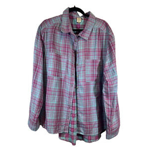 Anthropologie Seen Worn Kept Romy Flannel Button Down Pink Cotton Womens 14 D43